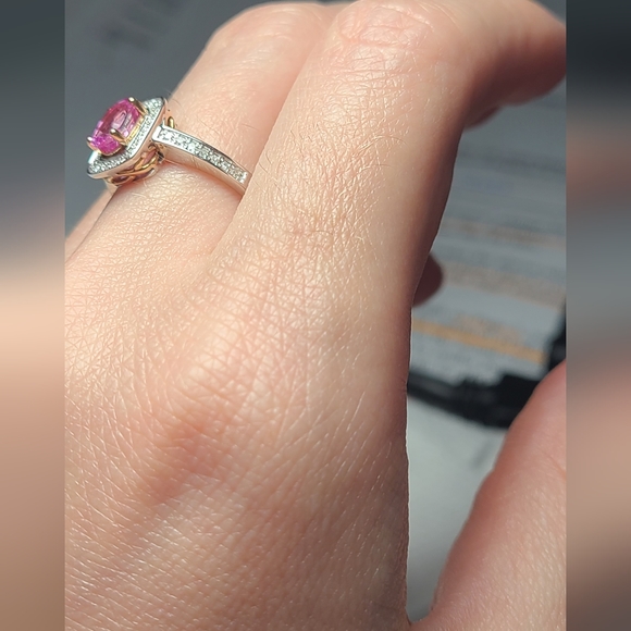 NWT Effy 14K white and rose gold diamond and pink sapphire ring s.7 - Picture 12 of 16